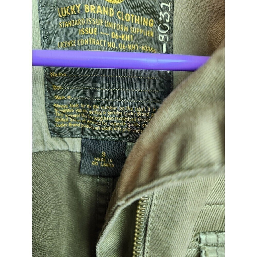 Lucky Brand Womens/Mens Military Field Jacket Hood Full Zip Olive Green Y2K - Picture 6 of 9
